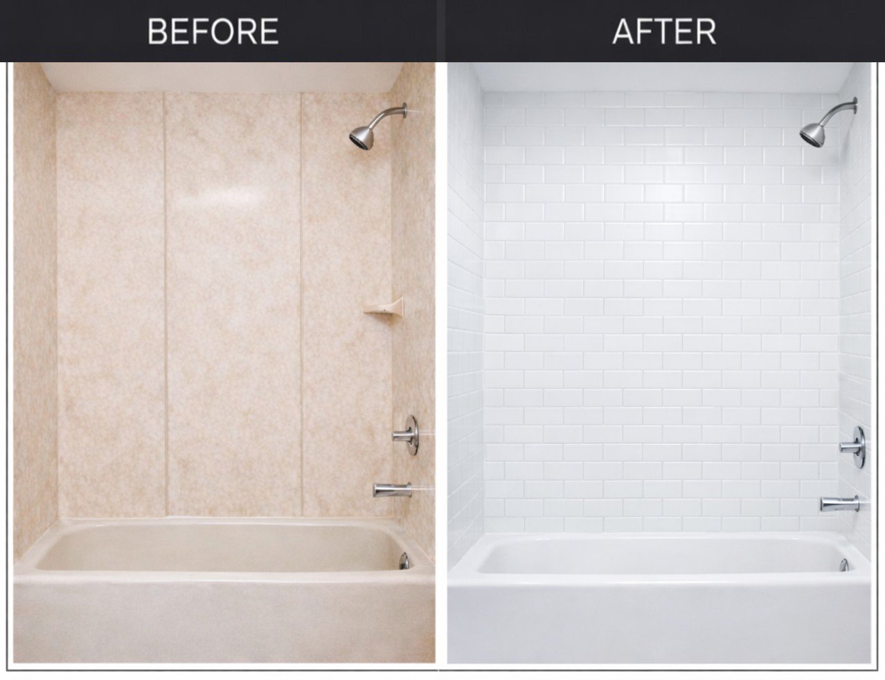 Acrylic shower wall replacement before and after &mdash; Ottawa
